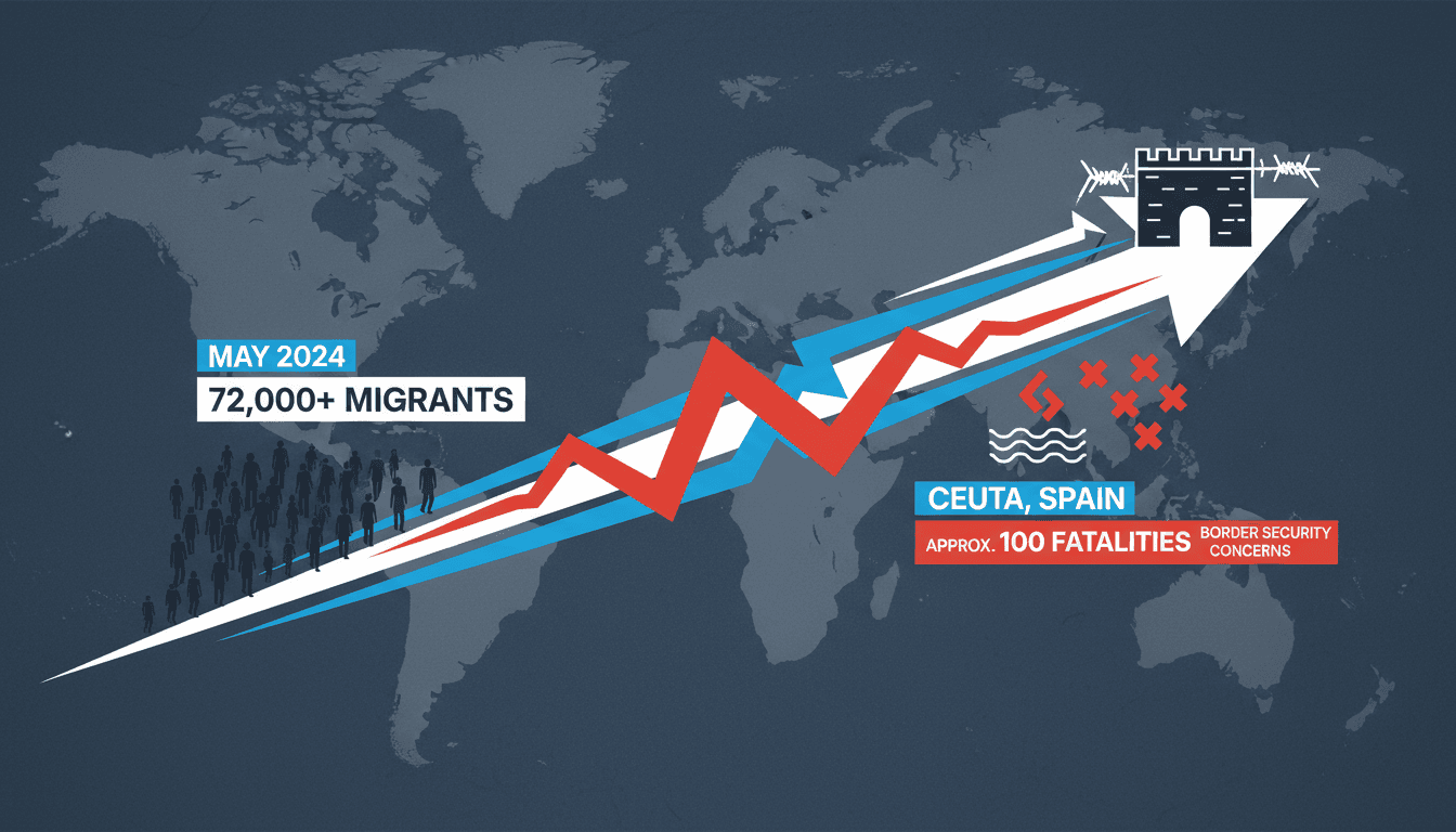 Migrants attempting to cross the border into Ceuta amidst chaos.
