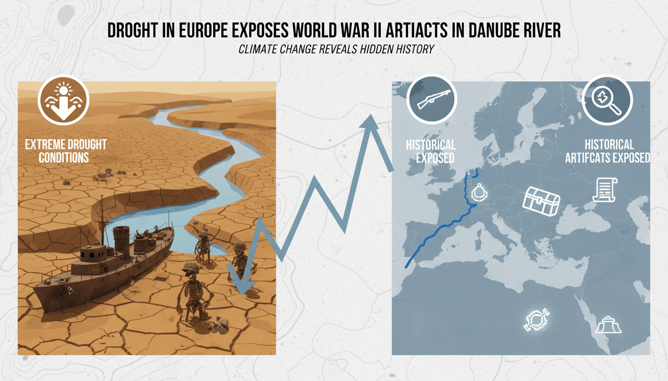 WWII artifacts exposed in the Danube River due to drought conditions