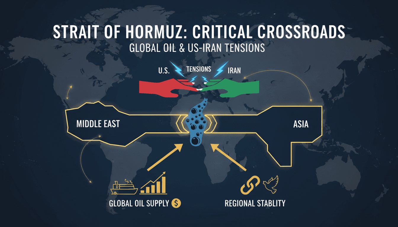 Map highlighting the Strait of Hormuz and its significance for global oil shipments.