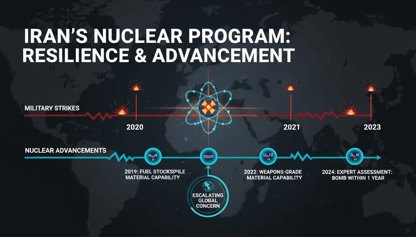 Overview of Iran's nuclear program and military interventions timeline.