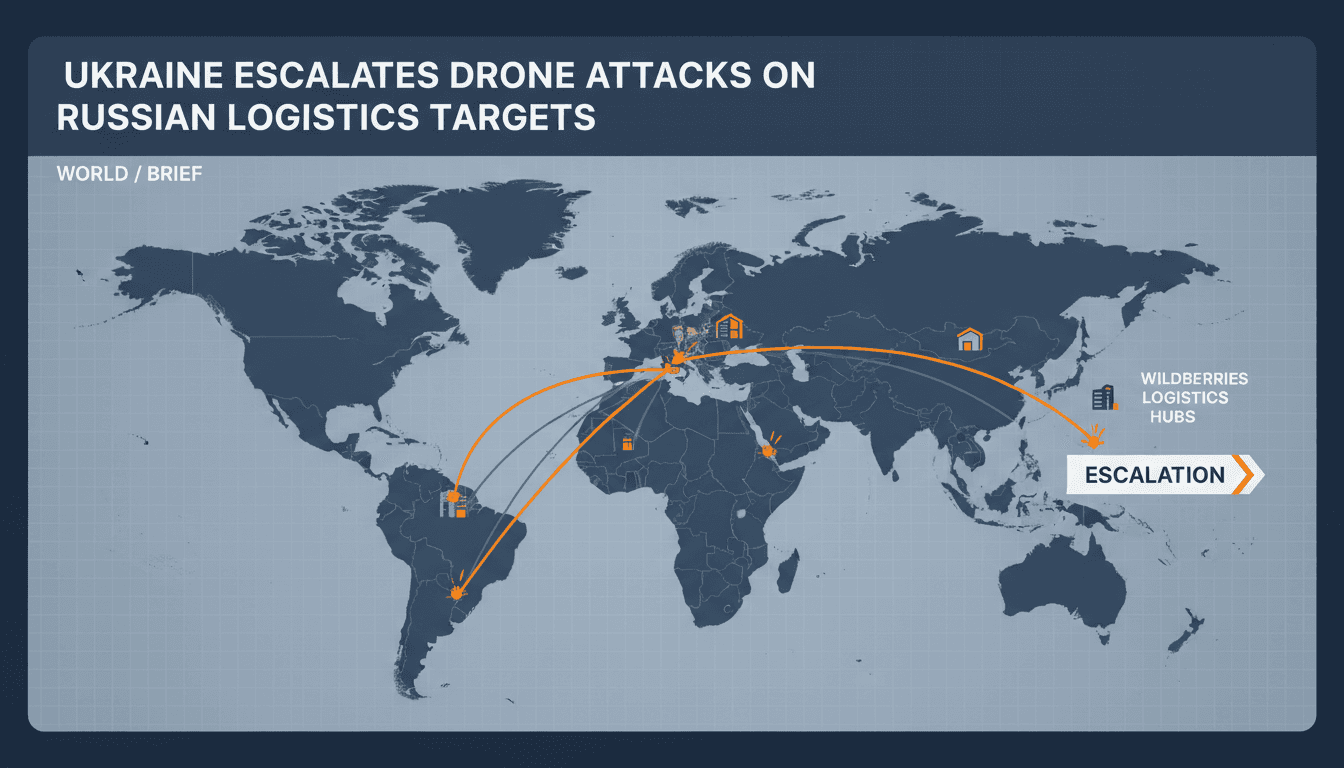 A drone in action targeting logistics facilities in Ukraine's conflict with Russia.