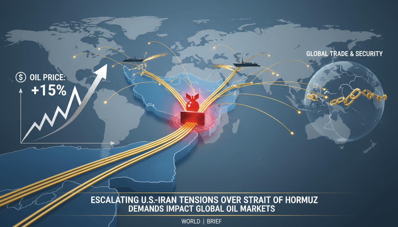 Map of the Strait of Hormuz highlighting oil transport routes and geopolitical tensions.