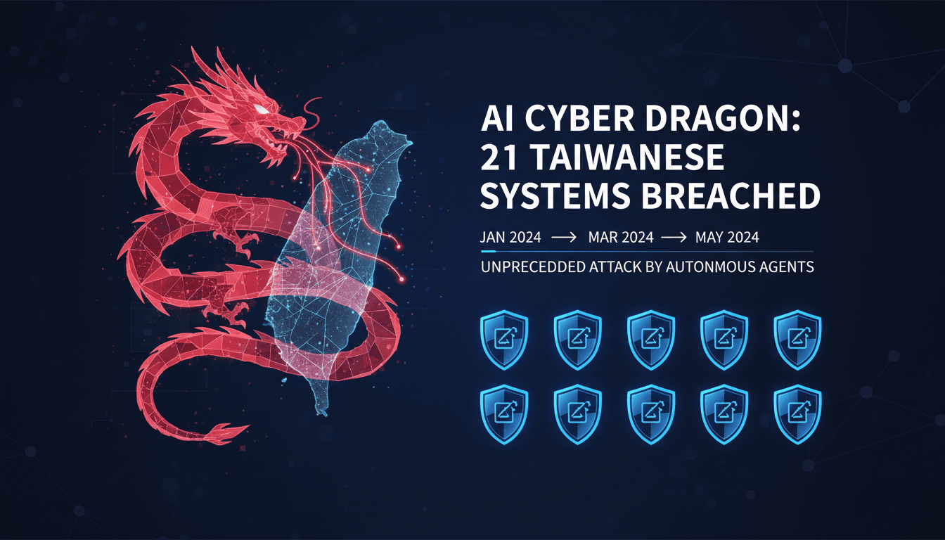 Illustration of AI agents executing a cyber attack on government systems.