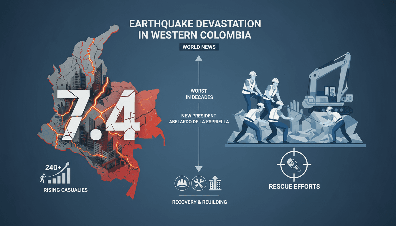 Rescue efforts in western Colombia following a devastating earthquake.