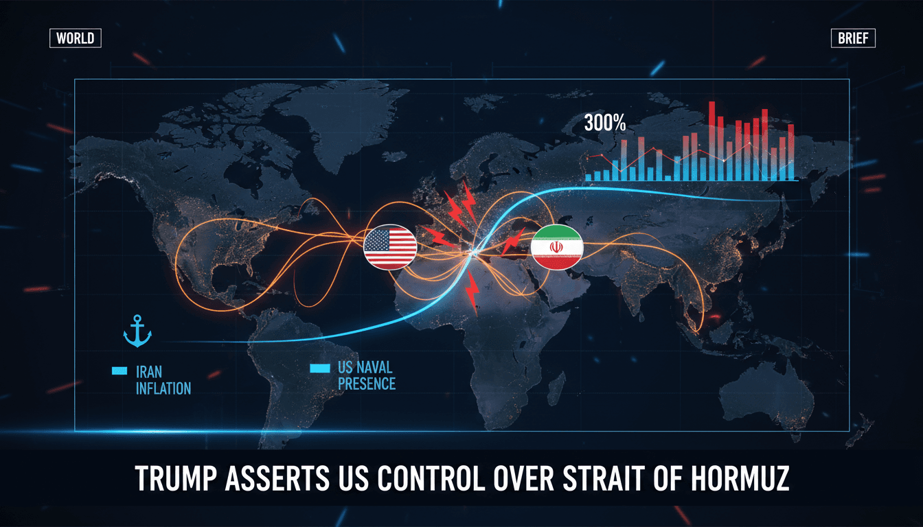 President Trump announces US control over the Strait of Hormuz.