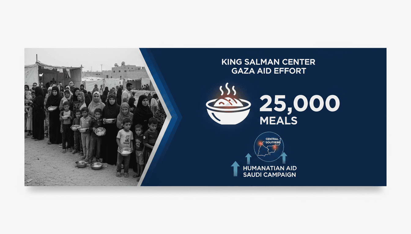 Distribution of meals by the King Salman Humanitarian Aid and Relief Center in Gaza.