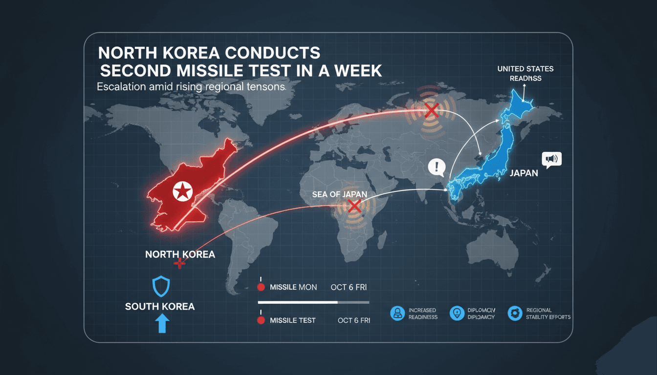 North Korean missile launch towards the Sea of Japan