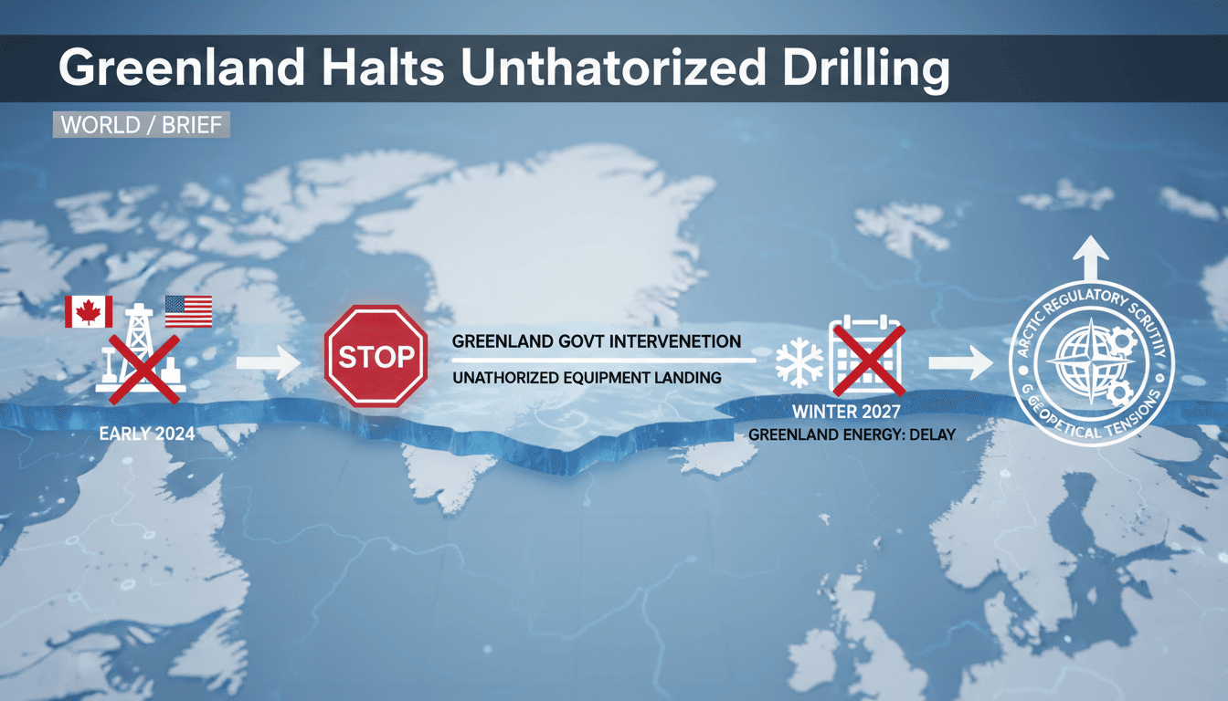 Greenland's government intervenes against unauthorized drilling activities.