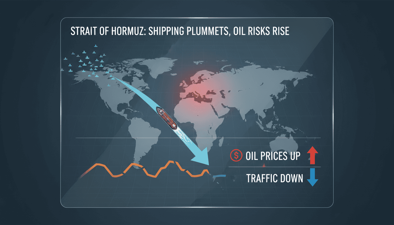 Illustration of declining shipping traffic in the Strait of Hormuz