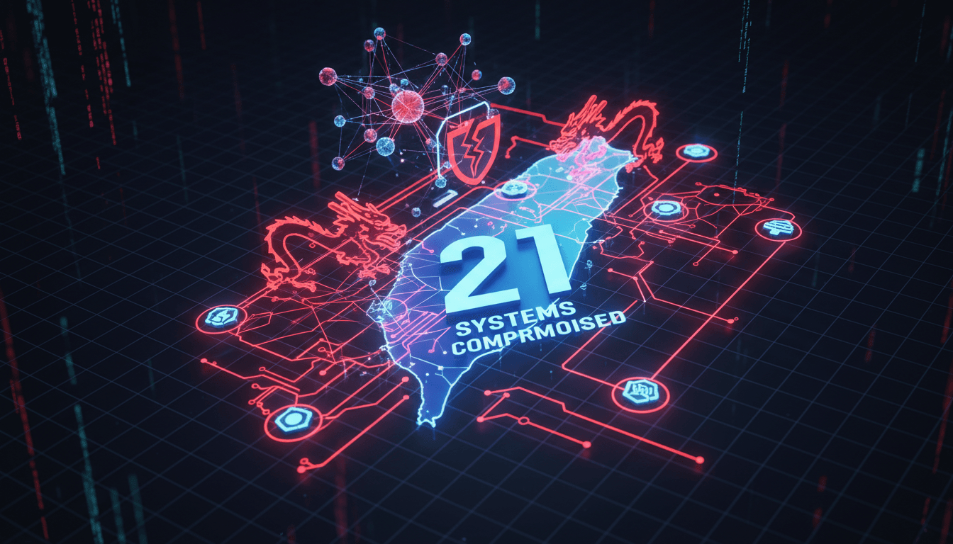 Cybersecurity breach illustration depicting AI agents attacking government systems.