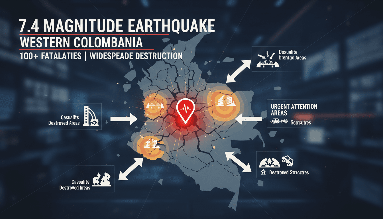 Rescue operations underway following the 7.4 magnitude earthquake in Colombia.