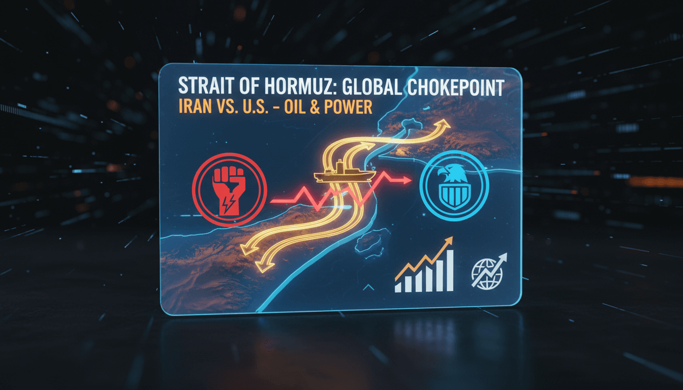 Map highlighting the strategic Strait of Hormuz and its significance in global oil trade.