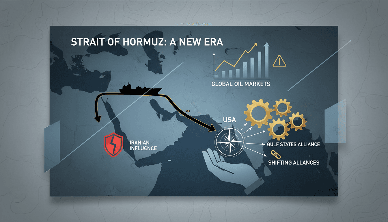 Map highlighting the Strait of Hormuz and regional security dynamics.