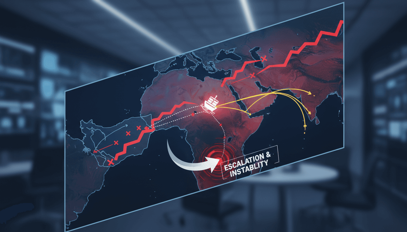 Map showing the Bab el-Mandeb strait and recent Houthi attacks.