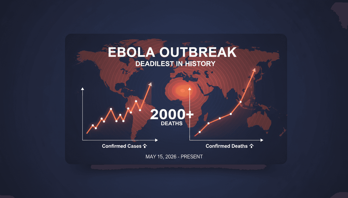 Graph showing the rise in Ebola cases and deaths since May 2026.