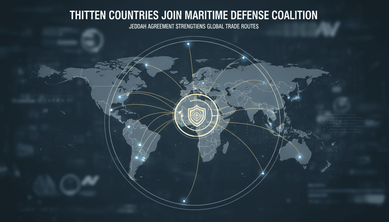 Map showing the member countries of the Multinational Maritime Defense Coalition and their maritime routes.