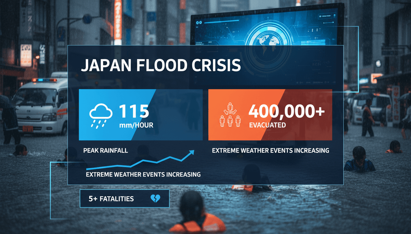Aerial view of flooding in Chiba Prefecture, Japan.