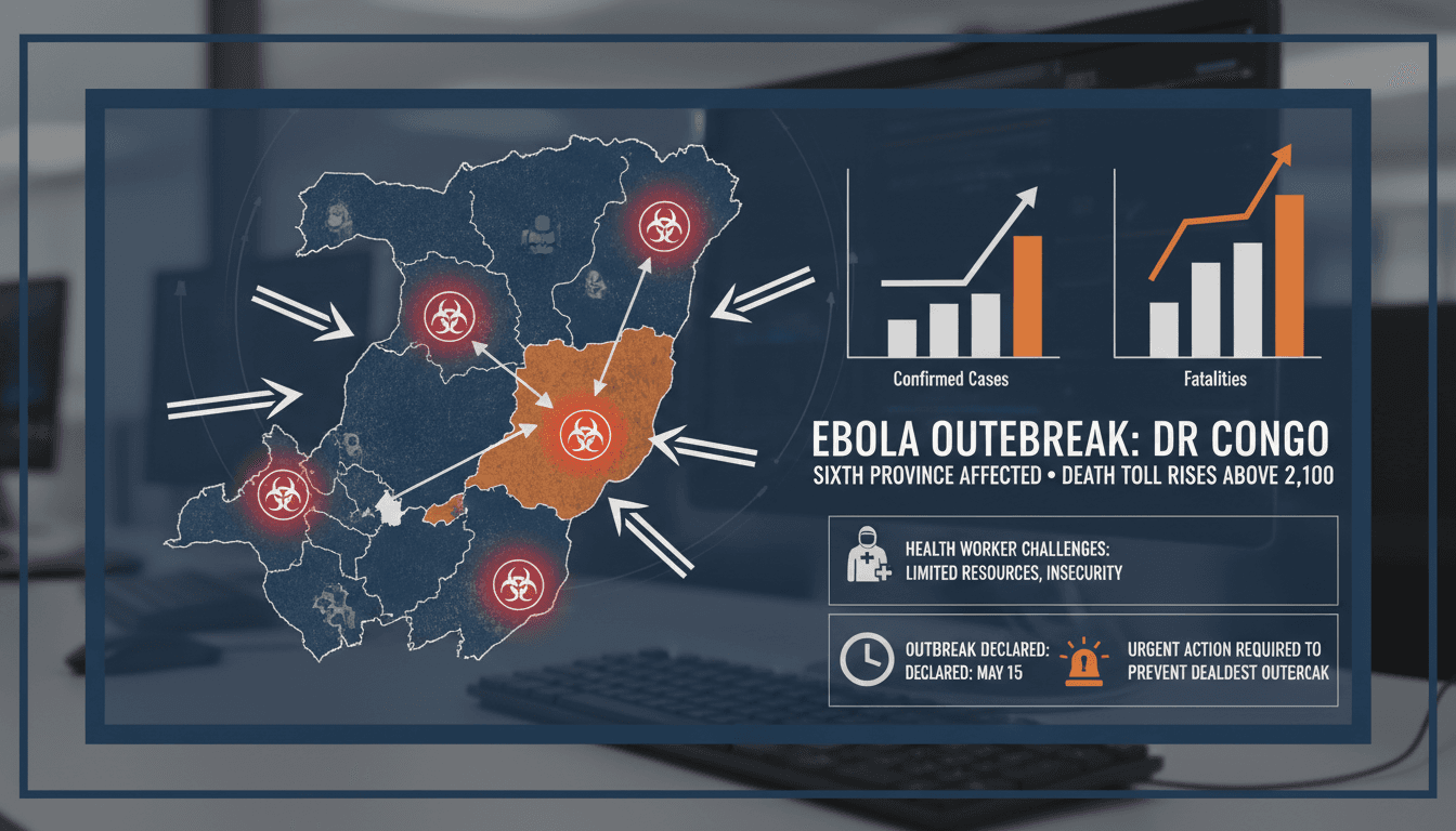 Map showing the spread of the Ebola outbreak in the Democratic Republic of Congo.