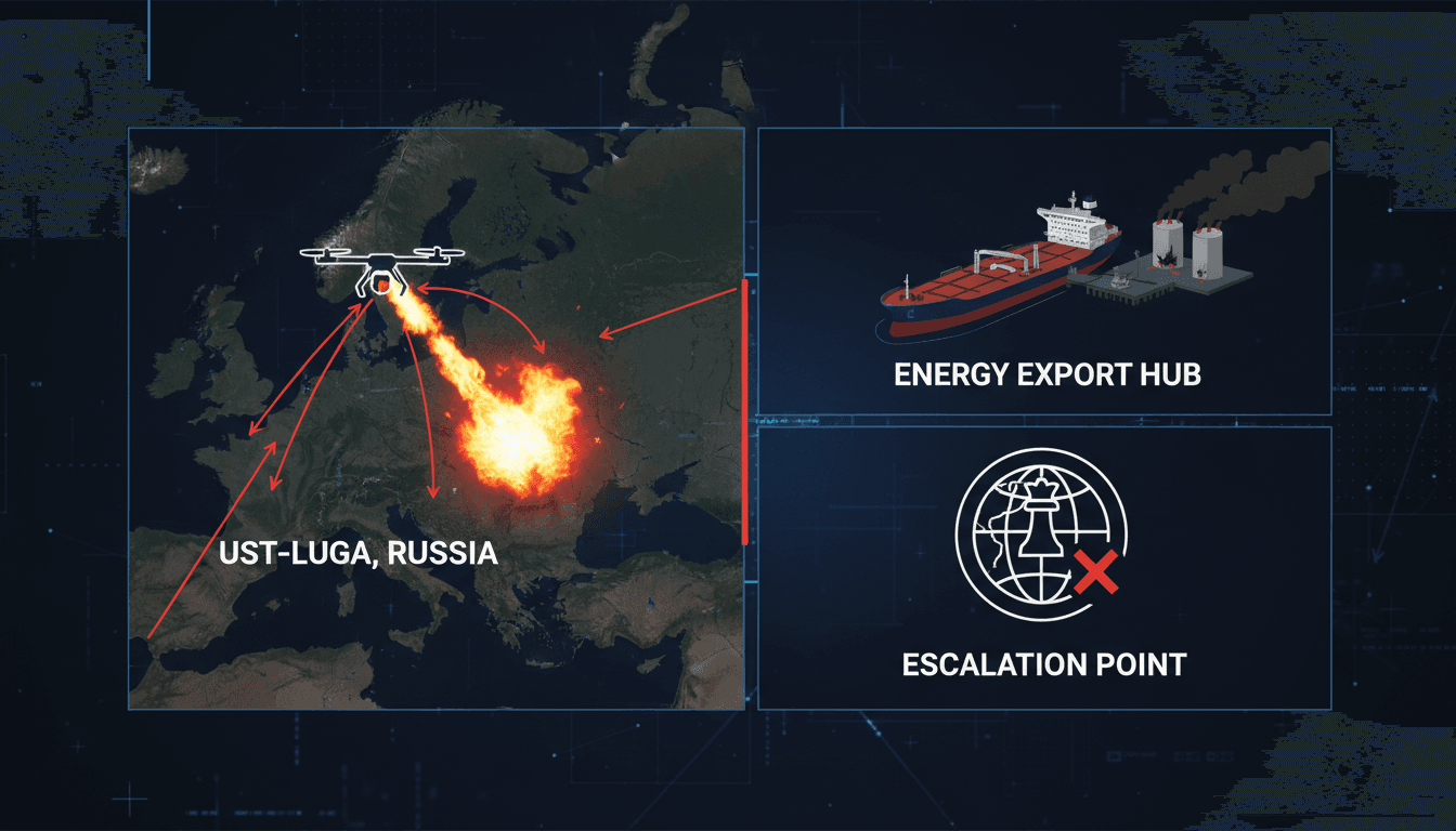 Fire at Ust-Luga port following Ukrainian drone strike