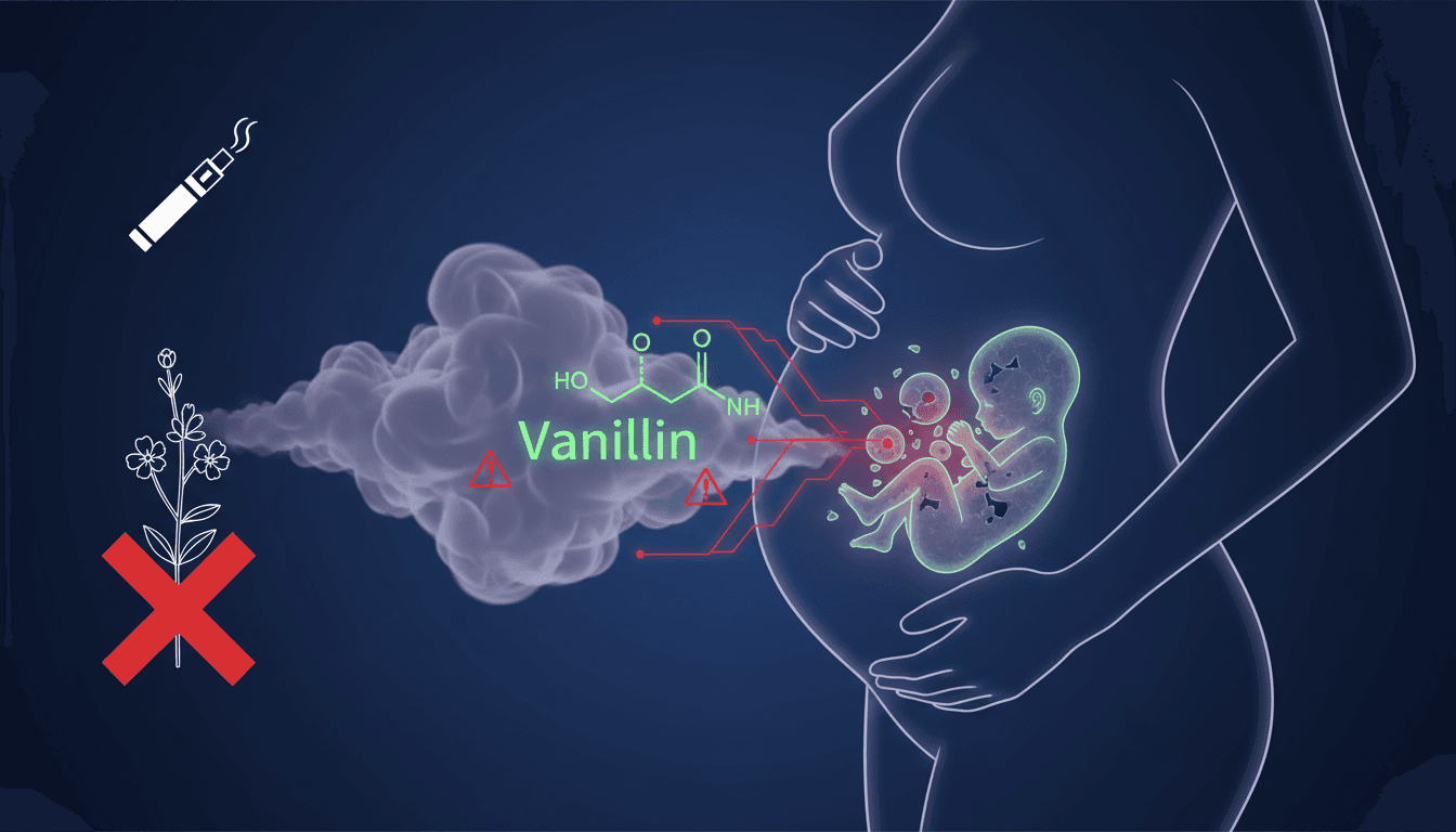 Research findings on e-cigarette flavoring and fetal health risks.