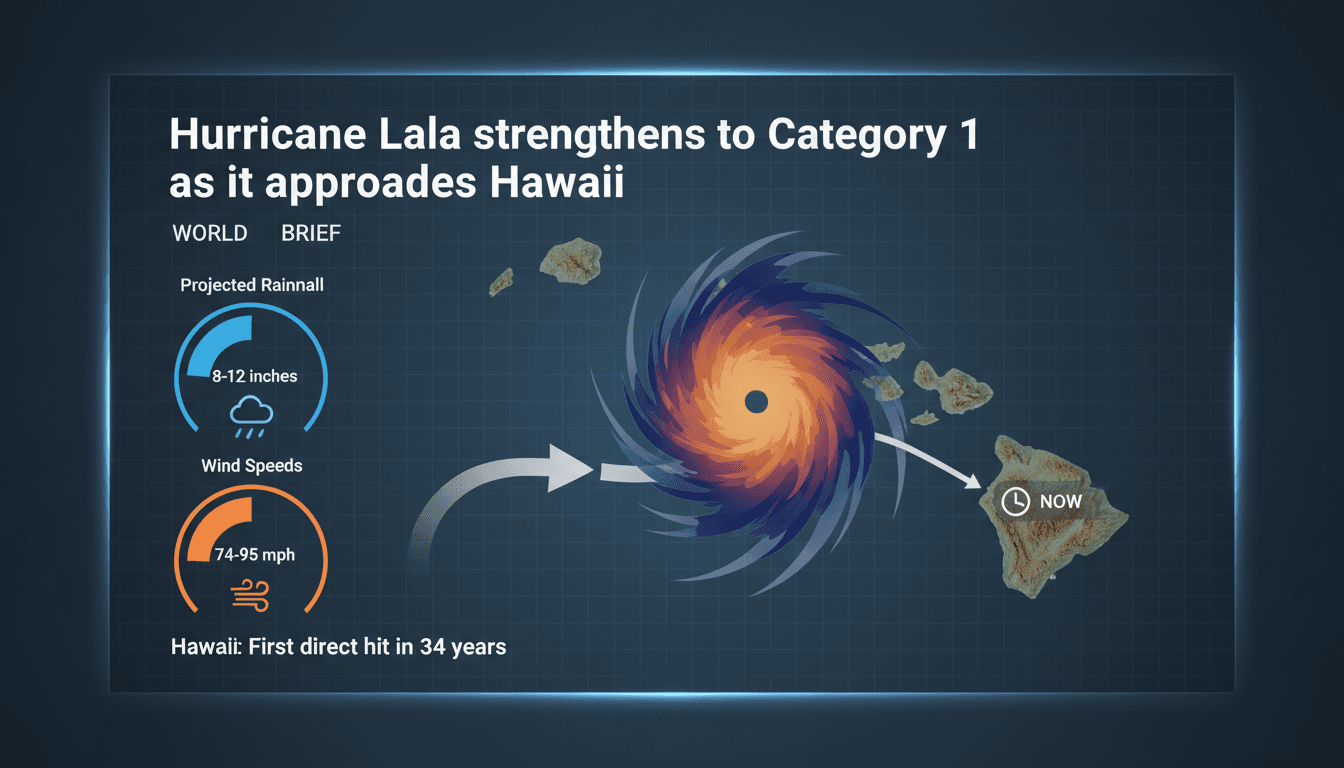 Hurricane Lala approaching Hawaii with projected rainfall and wind speeds