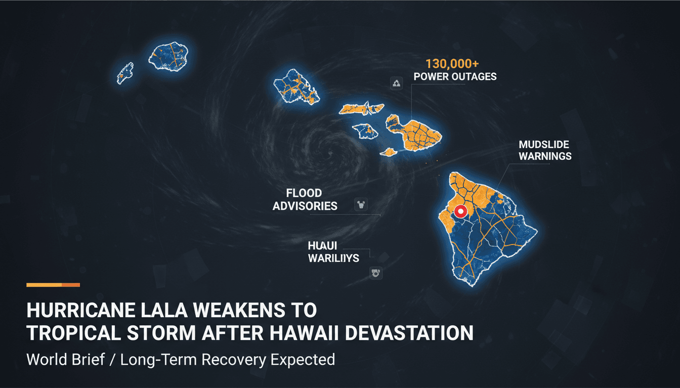 Aerial view of flooding in Hawaii after Hurricane Lala's impact.
