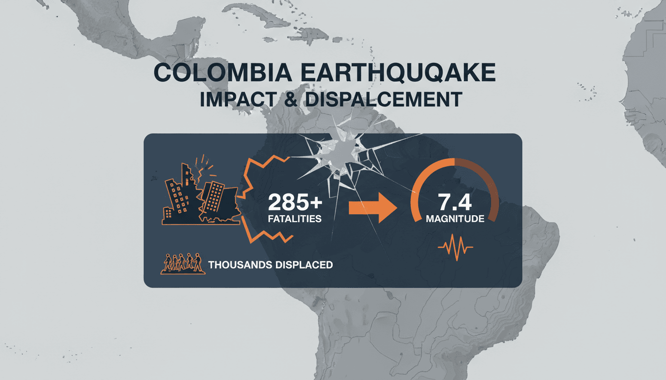 Rescue teams working in the aftermath of the Colombia earthquake.