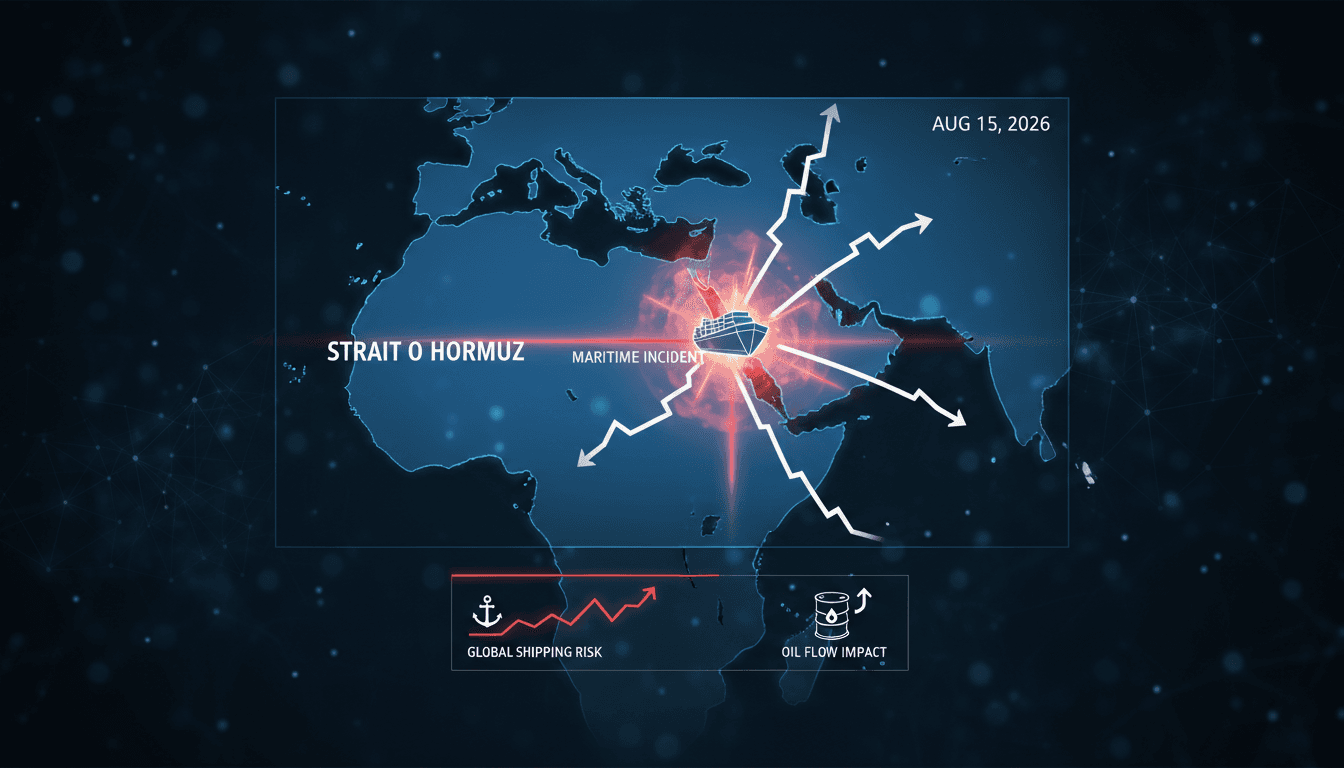 Cargo tanker navigating the Strait of Hormuz amidst security concerns.