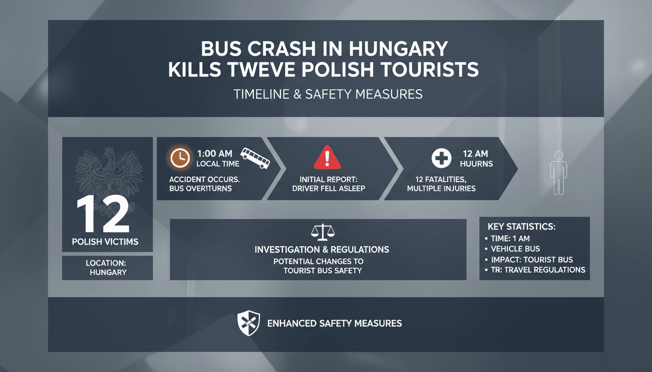 Emergency services responding to the bus crash in Hungary