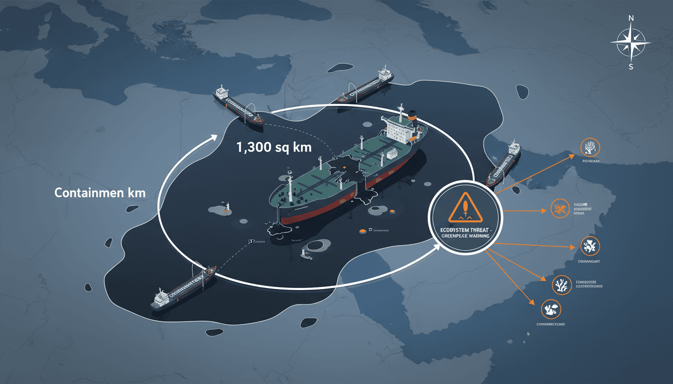 Oil tanker leak off the coast of Oman with containment efforts underway.