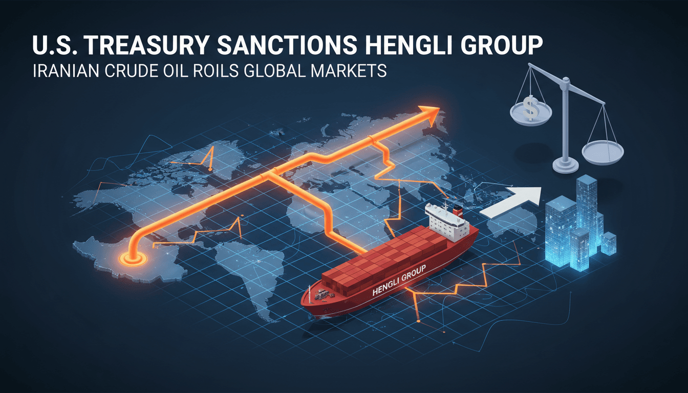 U.S. Treasury Department logo with an oil trade backdrop