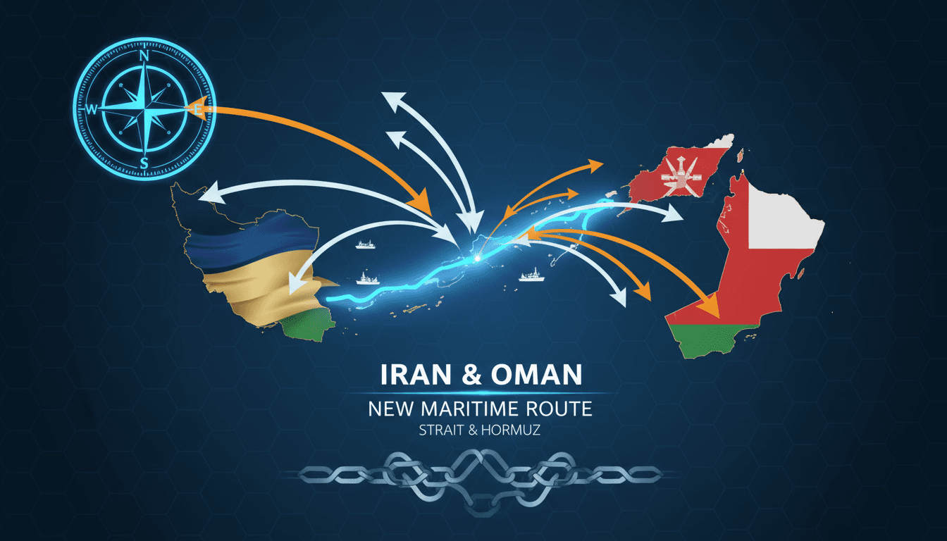 Map illustrating the new navigation route in the Strait of Hormuz