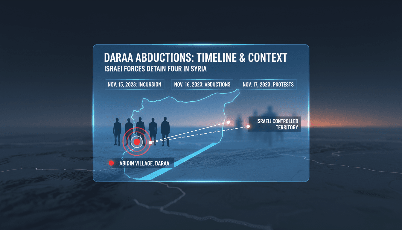 Israeli military operation in Daraa, Syria, highlighting local unrest.