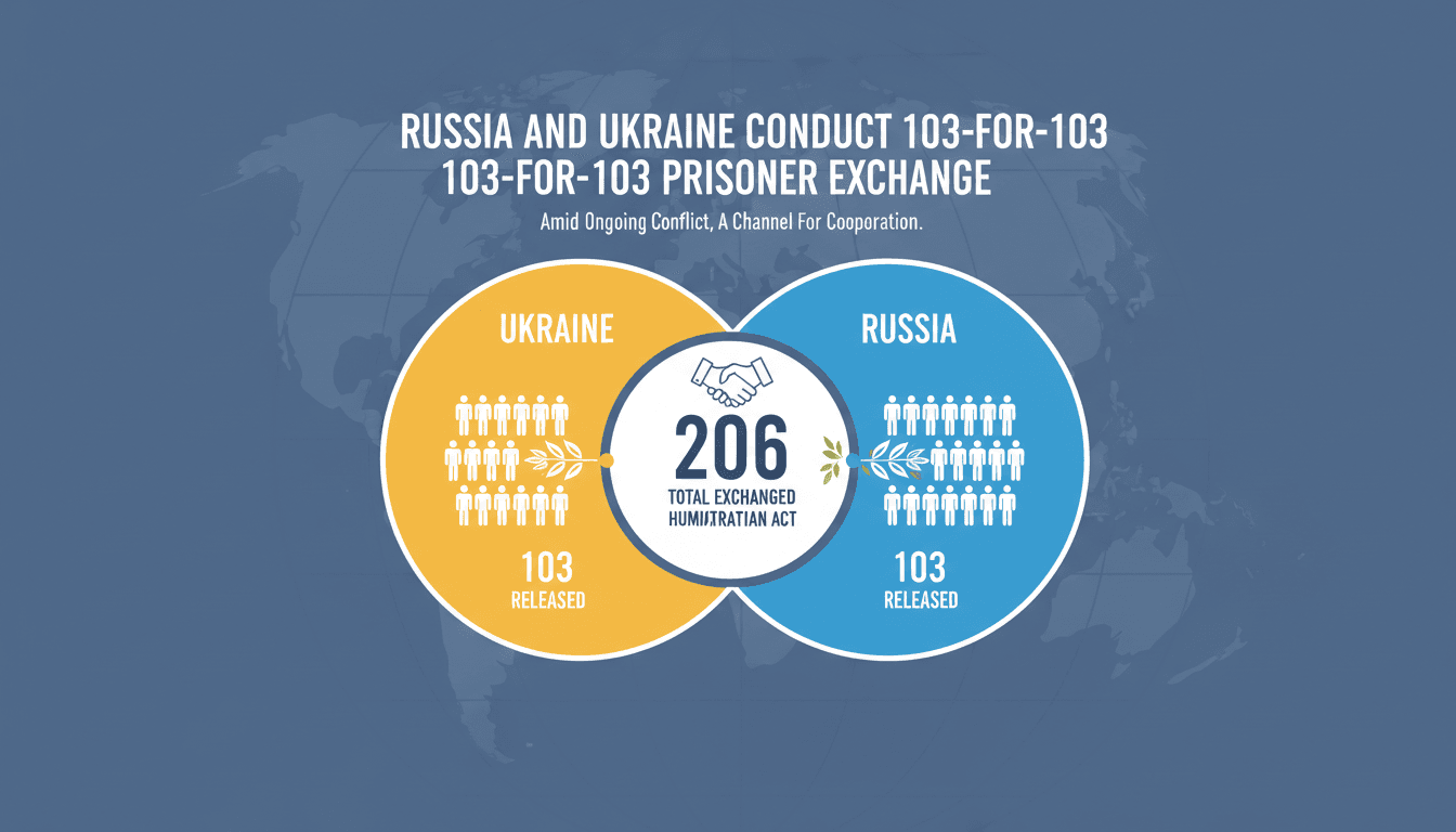 Infographic showing the 206 prisoners exchanged in the Russia-Ukraine conflict, emphasizing humanitarian negotiations.