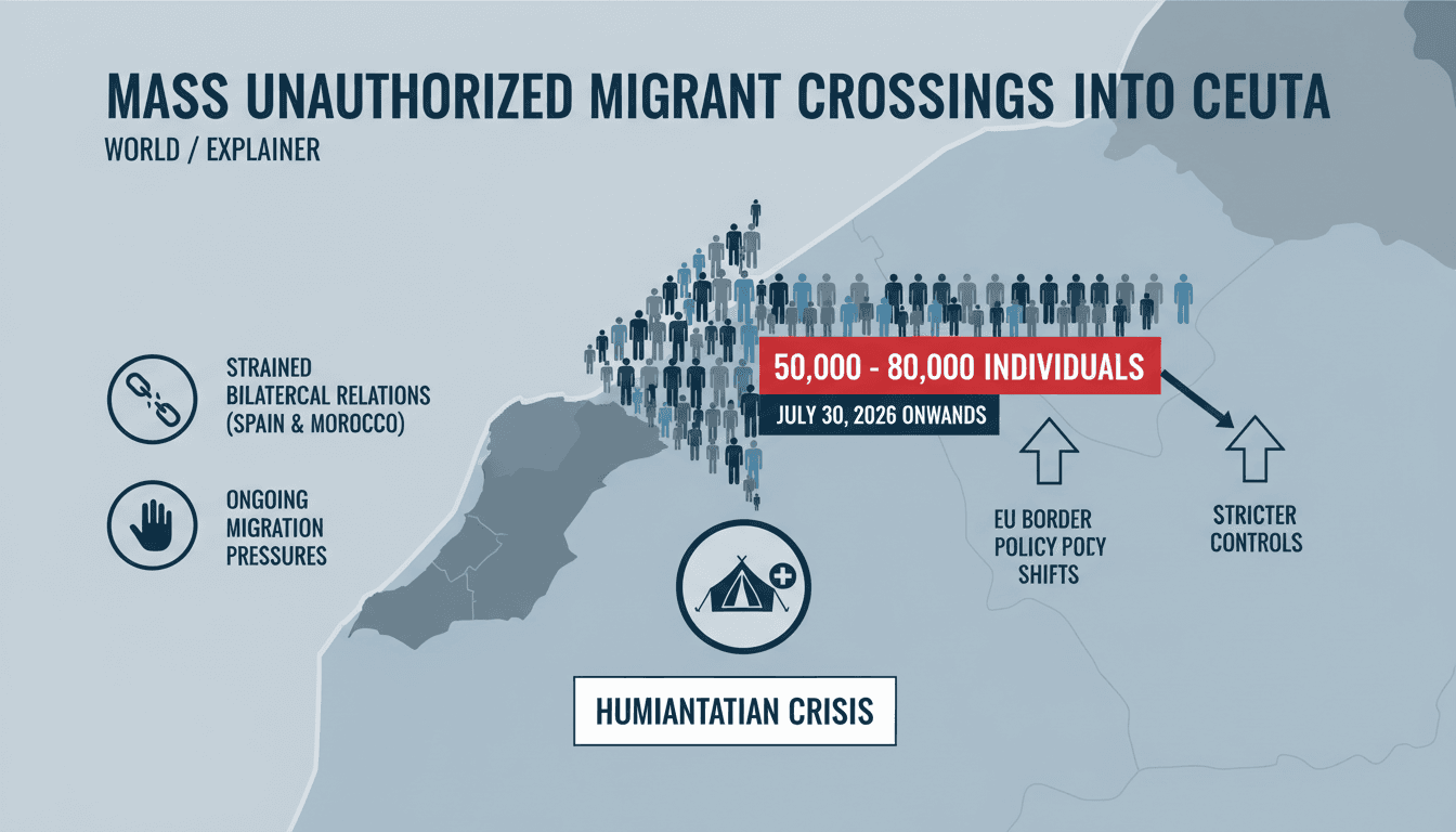 A map showing the migrant flow into Ceuta, highlighting the humanitarian crisis and border management challenges.