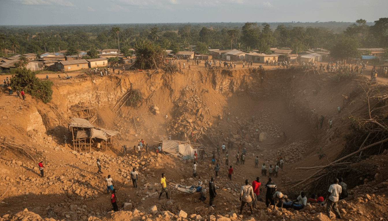 Rescue efforts at the site of the landslide in an artisanal gold mine in Central African Republic.