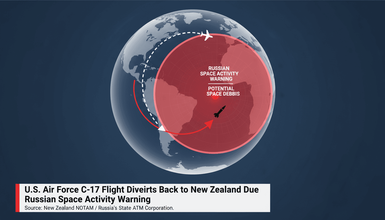 U.S. Air Force C-17 Flight Diverts Back to New Zealand Due to Russian Space Activity Warning