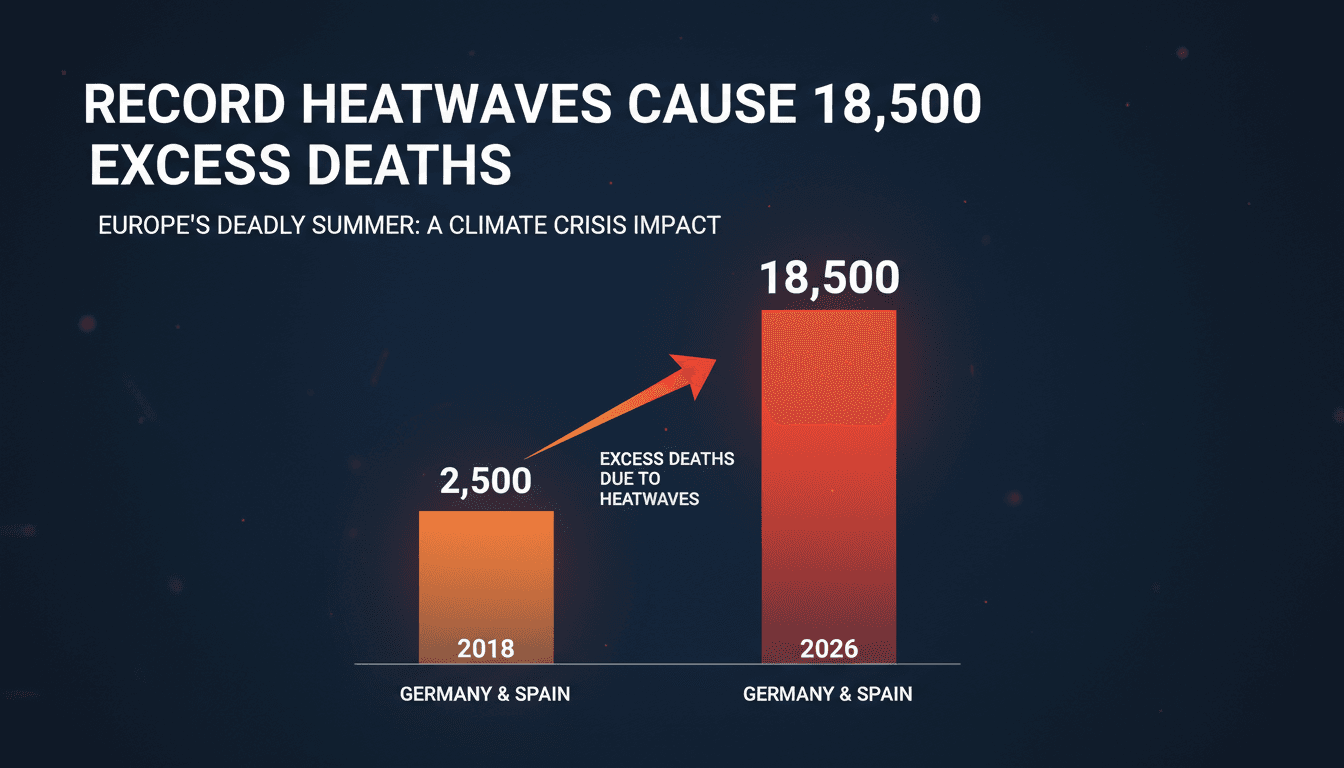 Infographic showing the rise in heat-related deaths in Germany and Spain during summer 2026.