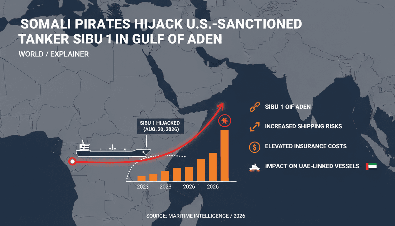 Infographic showing the rise of Somali piracy incidents, including the Sibu 1 hijacking and its effects on global shipping.