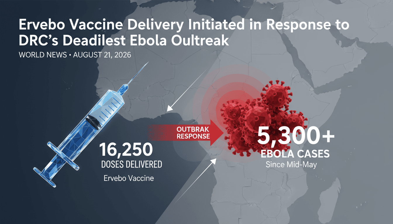 A visual representation of the Ervebo vaccine delivery and the ongoing Ebola outbreak in the Democratic Republic of the Congo.