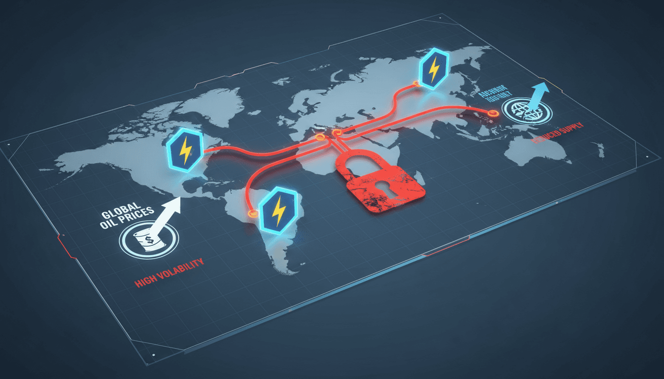 Infographic showing the flow of oil exports from Iran and the impact of US sanctions on global markets.