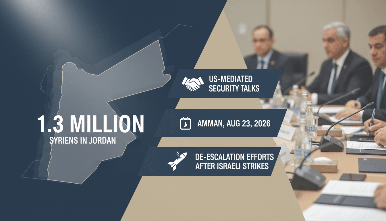 Infographic detailing Syrian-Israeli talks in Jordan, highlighting regional stability and humanitarian impact.