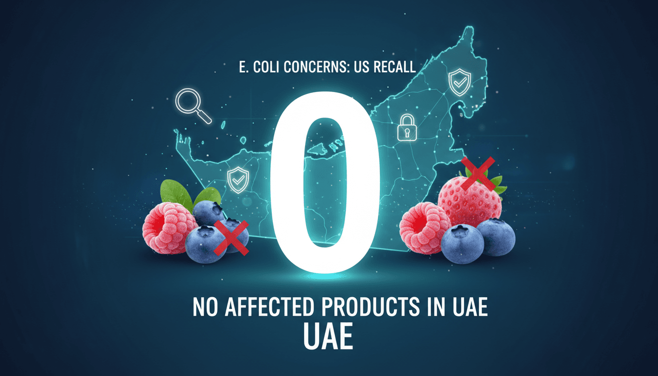 Infographic showing UAE's food safety measures with "0" affected GreenWise frozen berries.