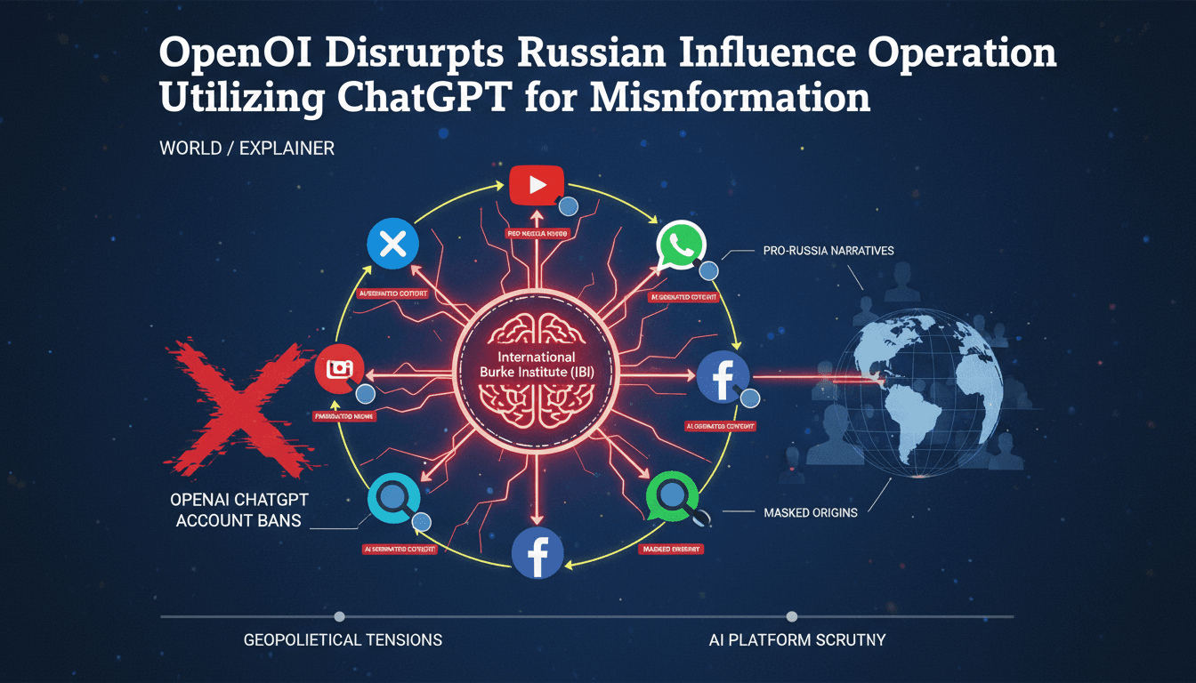 Infographic showing the flow of misinformation from the International Burke Institute to social media platforms.