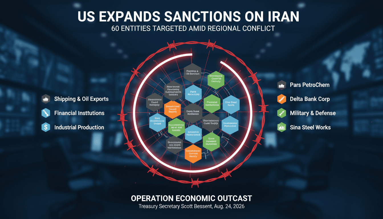 Infographic detailing the 60 newly sanctioned entities under Operation Economic Outcast.