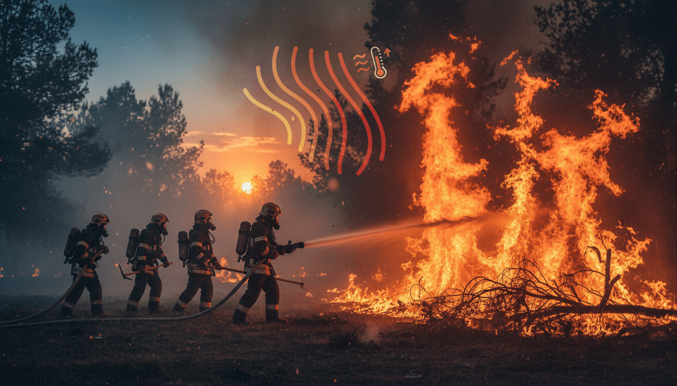 Firefighters battling forest fires in Algeria during a severe heatwave.