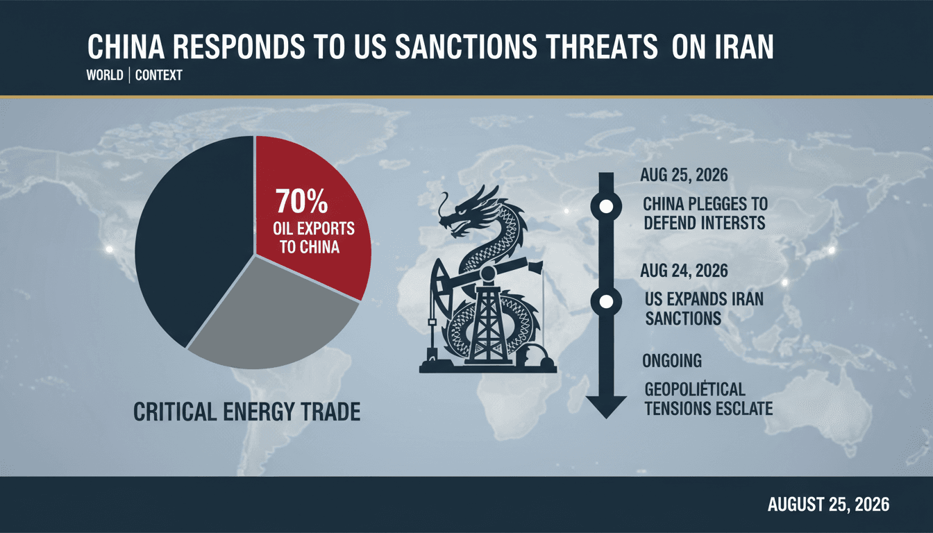 Infographic showing China's oil imports from Iran and US sanctions impact on global trade.