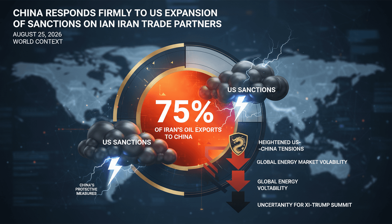 Infographic showing China's oil imports from Iran and the impact of US sanctions on global trade.
