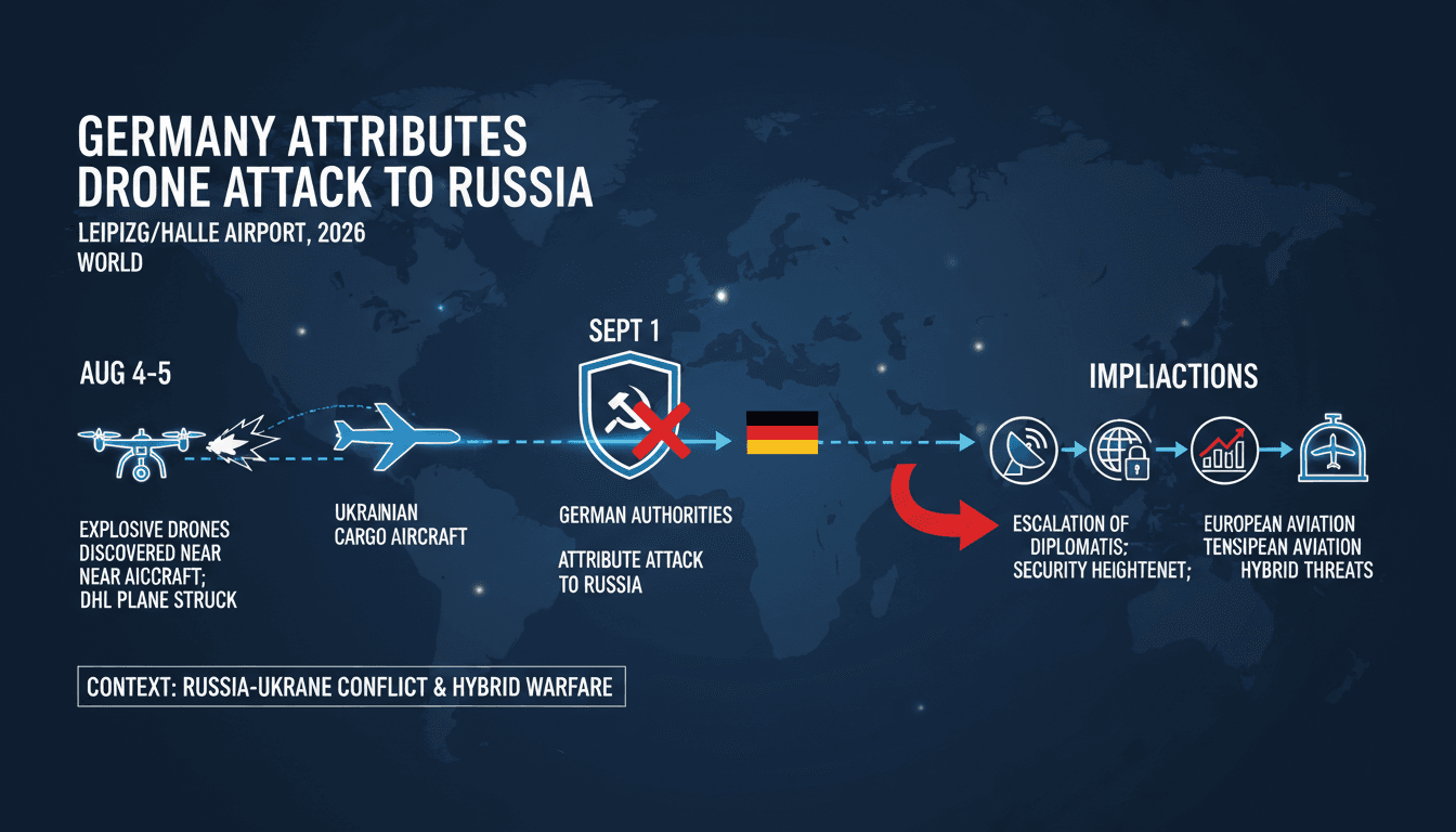 An infographic detailing the Leipzig/Halle Airport drone incident and its implications for aviation security.