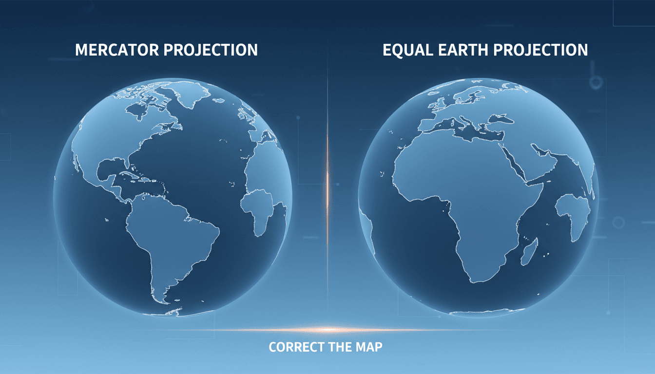 A visual comparison of Africa's size versus Greenland using the Equal Earth projection.